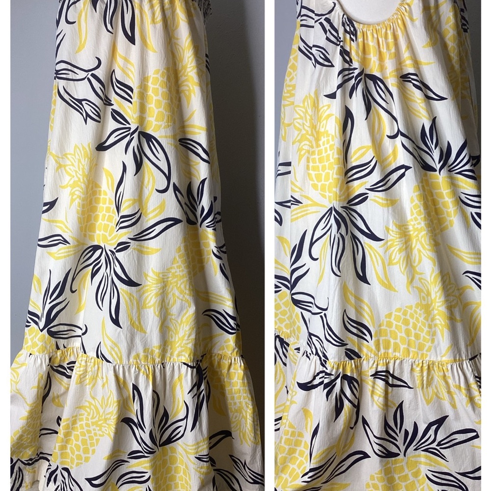 Anthropologie Floral Flounced Maxi Dress Pineapples Strapless L - Picture 13 of 13